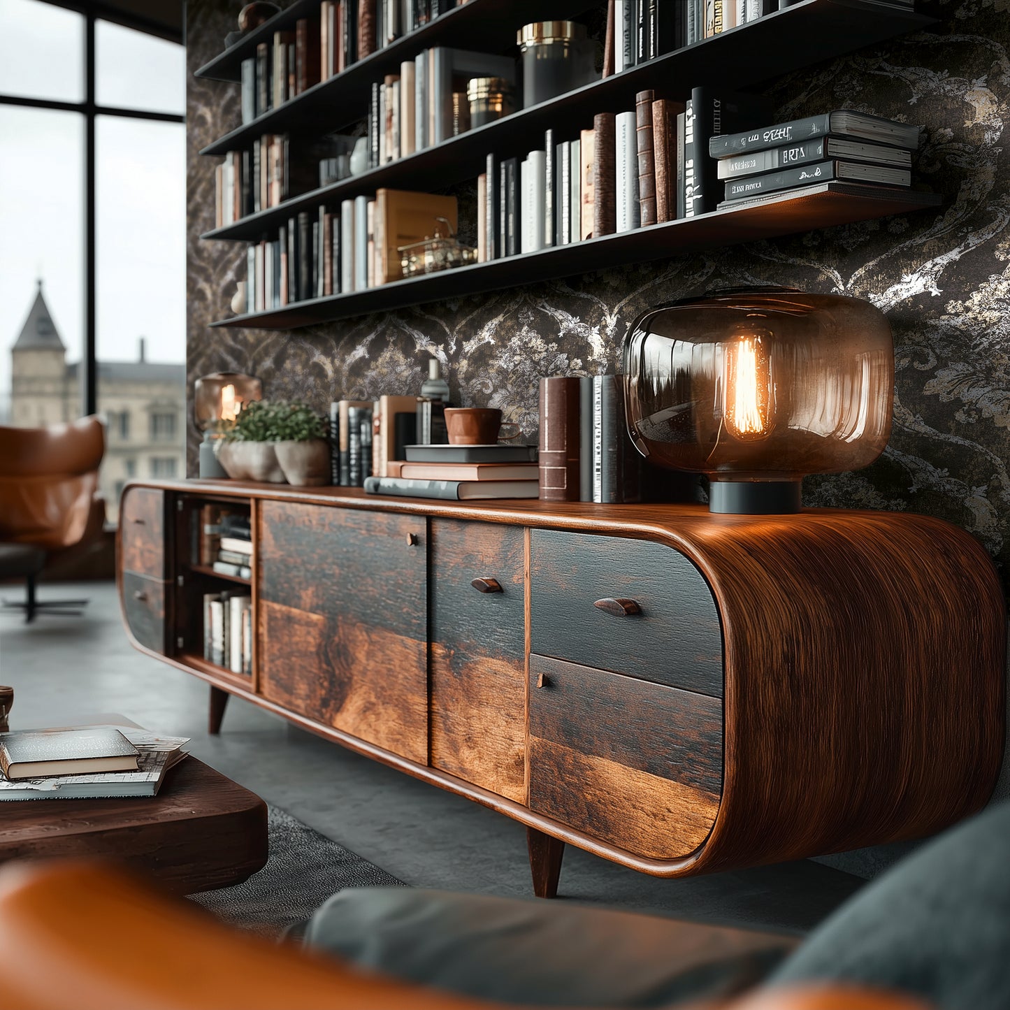 Livingwalls Vibes & Styles Davide - Maison Du Temps Ornament Schwarz - 10,05 m x 0,53 m