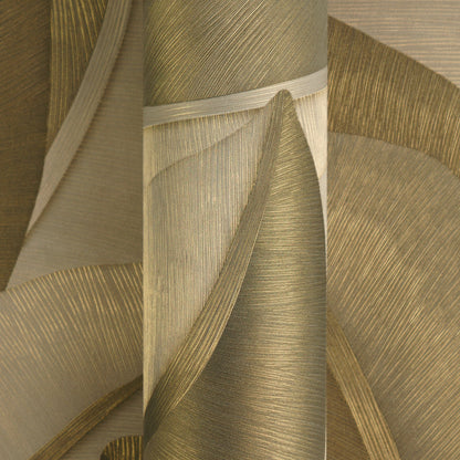 Mustertapete Bananenblätter Bronze-Grau - 10,05 m x 0,53 m