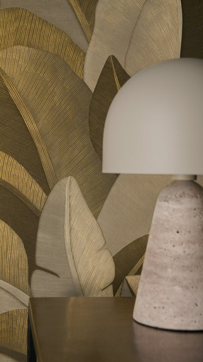 Livingwalls Vibes & Styles Isabelle - Golden Canopy Palmenblätter Beige Gold - 10,05 m x 0,53 m