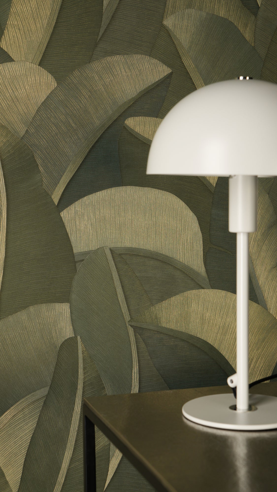 Livingwalls Vibes & Styles Isabelle - Golden Canopy Palmenblätter Grün - 10,05 m x 0,53 m
