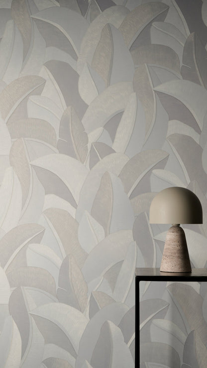 Mustertapete Bananenblätter Sand-Beige - 10,05 m x 0,53 m