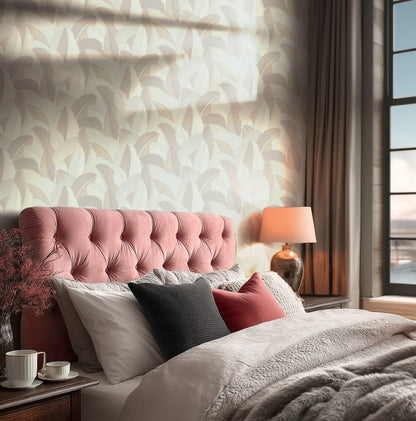 Livingwalls Vibes & Styles Isabelle - Golden Canopy Palmenblätter Creme - 10,05 m x 0,53 m