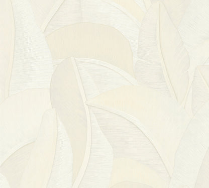 Livingwalls Vibes & Styles Isabelle - Golden Canopy Palmenblätter Weiß - 10,05 m x 0,53 m