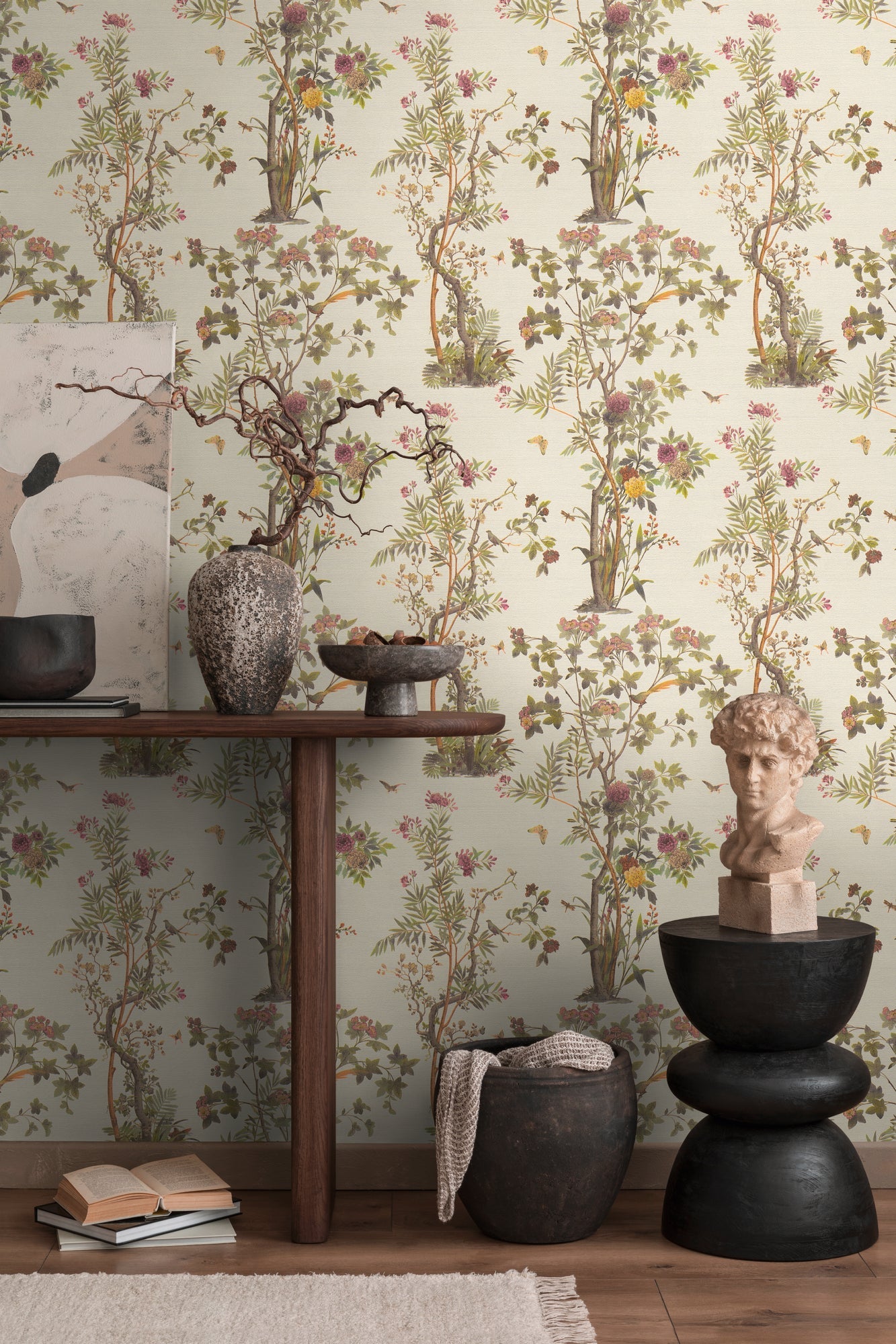 Mustertapete Flora & Fauna Beige-Bunt - 10,05 m x 0,53 m