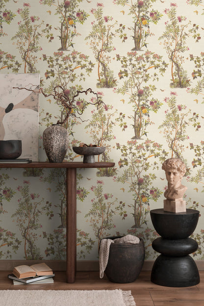 Mustertapete Flora & Fauna Beige-Bunt - 10,05 m x 0,53 m