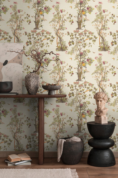 Mustertapete Flora & Fauna Beige-Bunt - 10,05 m x 0,53 m