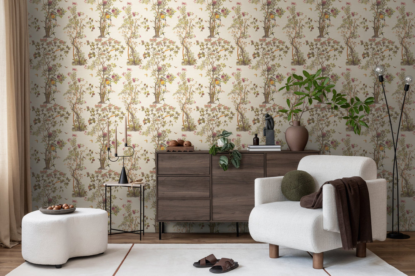 Mustertapete Flora & Fauna Beige-Bunt - 10,05 m x 0,53 m