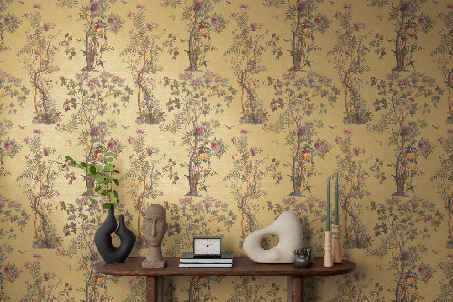 Mustertapete Flora & Fauna Ocker-Bunt - 10,05 m x 0,53 m