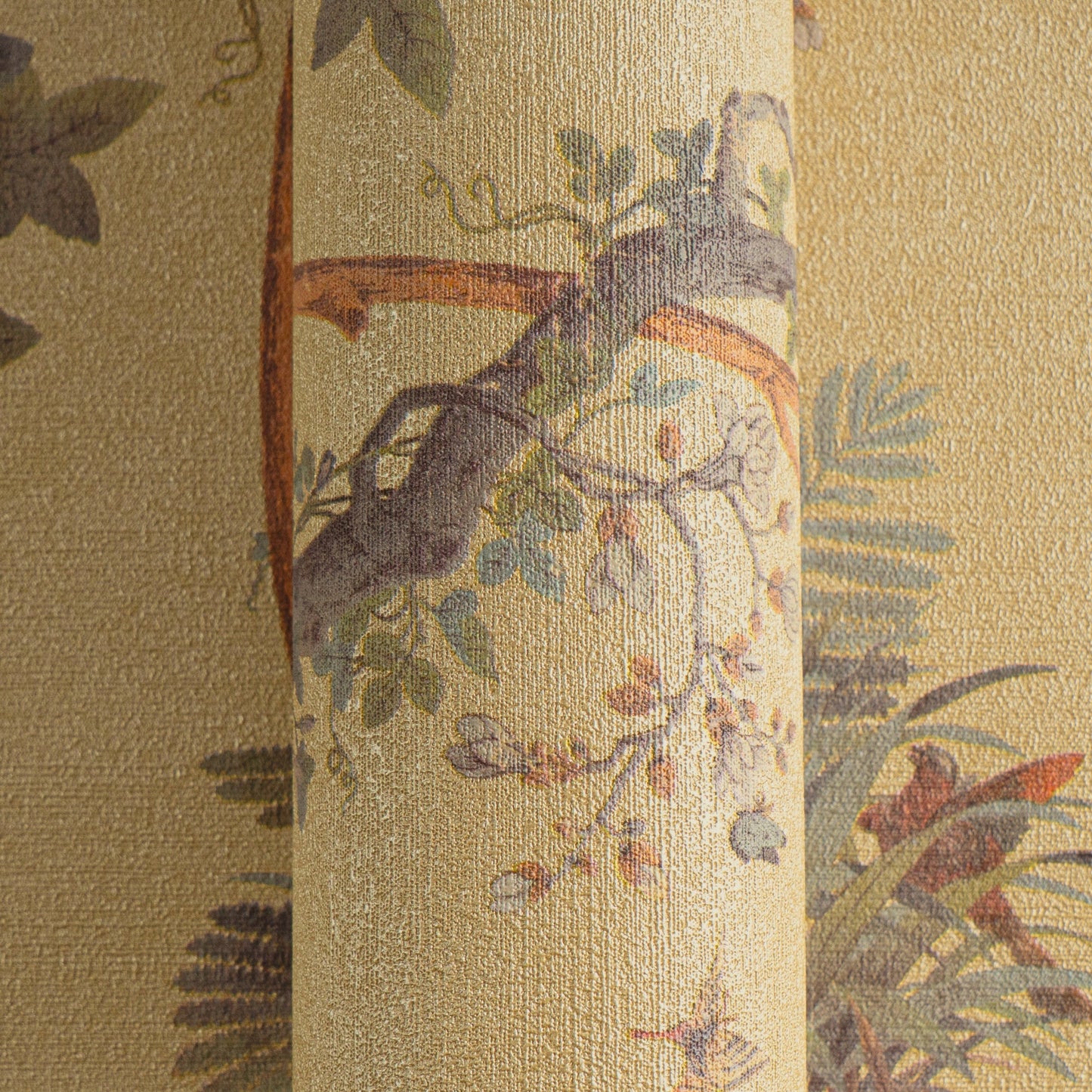 Mustertapete Flora & Fauna Ocker-Bunt - 10,05 m x 0,53 m