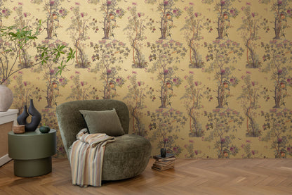 Mustertapete Flora & Fauna Ocker-Bunt - 10,05 m x 0,53 m