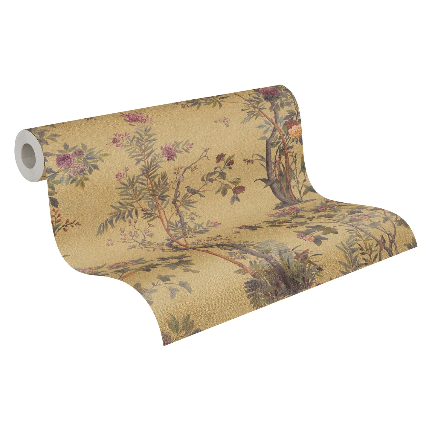 Mustertapete Flora & Fauna Ocker-Bunt - 10,05 m x 0,53 m