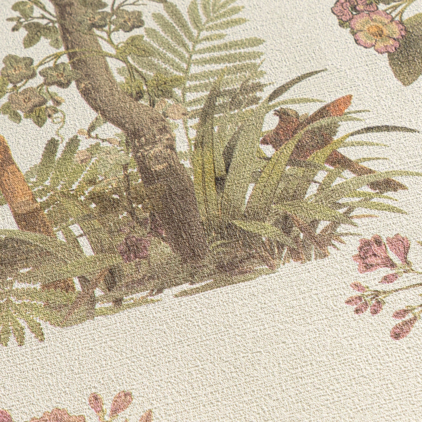 Mustertapete Flora & Fauna Hellgrau-Bunt - 10,05 m x 0,53 m