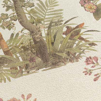 Mustertapete Flora & Fauna Hellgrau-Bunt - 10,05 m x 0,53 m