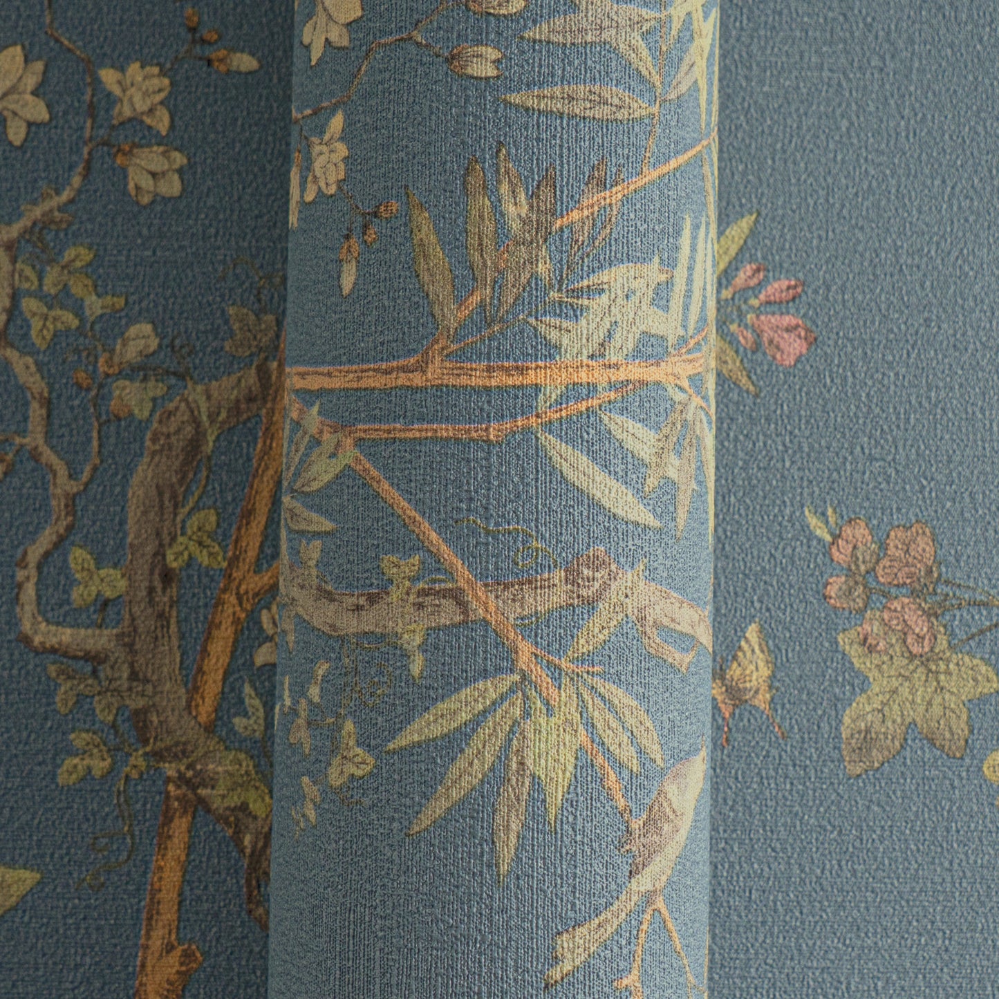 Mustertapete Flora & Fauna Dunkelblau-Bunt - 10,05 m x 0,53 m