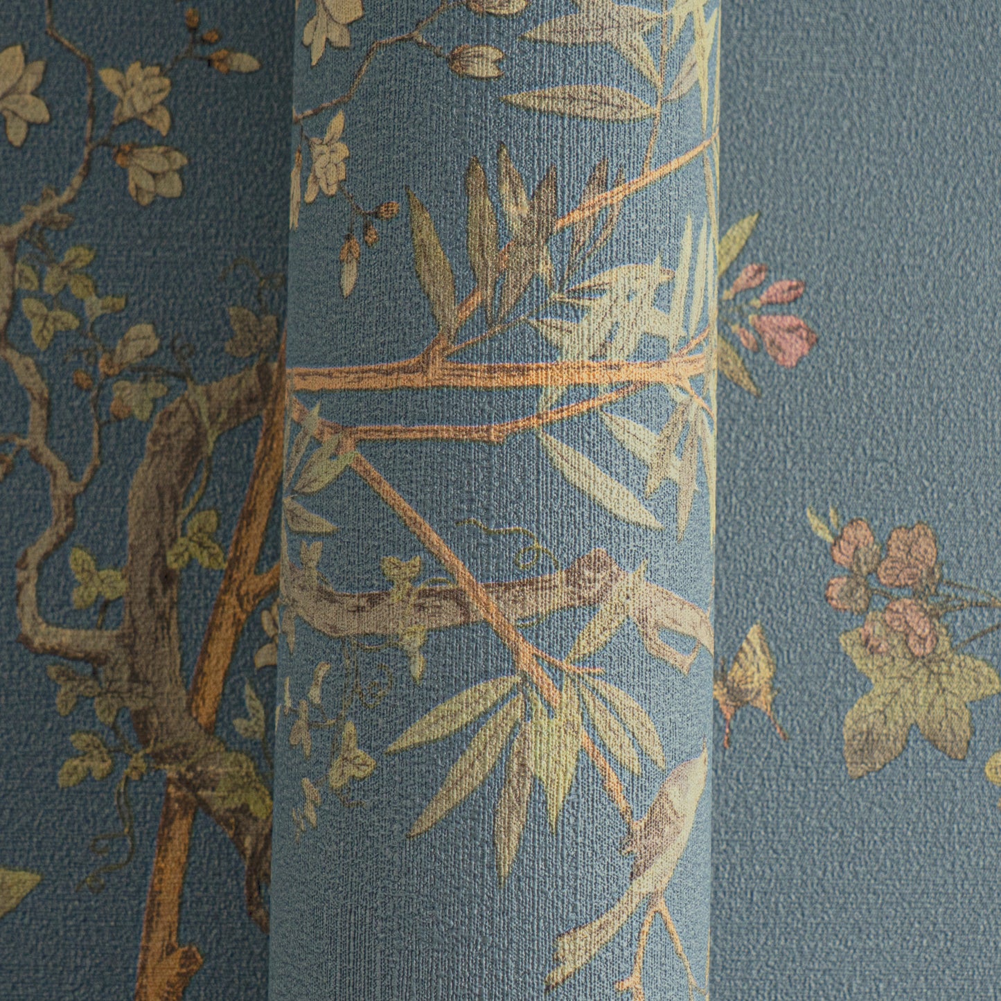 Mustertapete Flora & Fauna Dunkelblau-Bunt - 10,05 m x 0,53 m