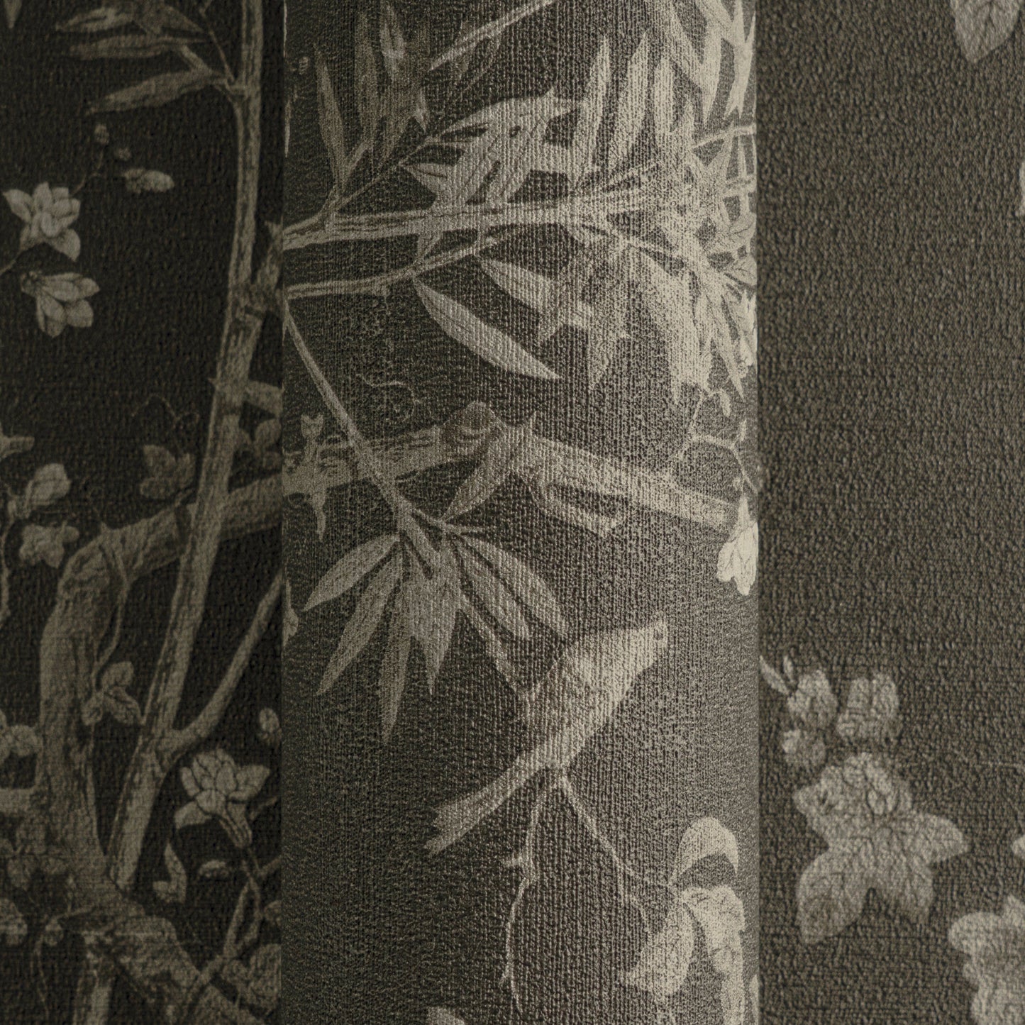 Mustertapete Flora & Fauna Schwarz-Grau - 10,05 m x 0,53 m