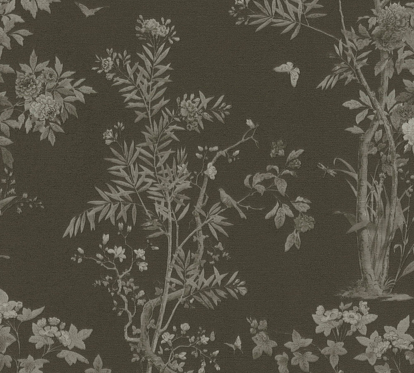 Mustertapete Flora & Fauna Schwarz-Grau - 10,05 m x 0,53 m