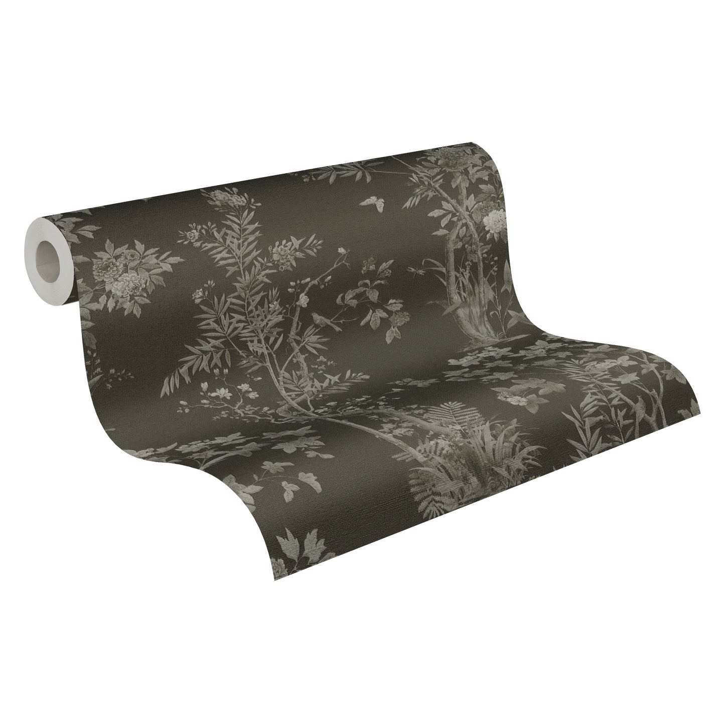 Mustertapete Flora & Fauna Schwarz-Grau - 10,05 m x 0,53 m