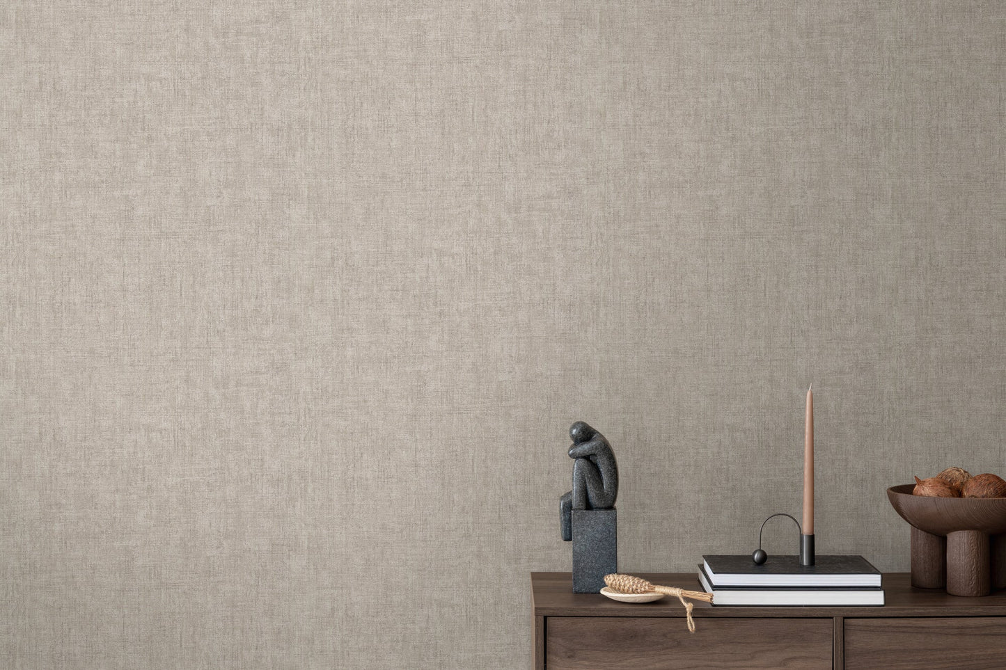 Mustertapete Leinenoptik Taupe Elegant - 10,05 m x 0,53 m