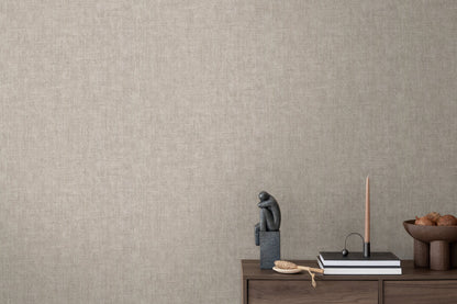 Mustertapete Leinenoptik Taupe Elegant - 10,05 m x 0,53 m