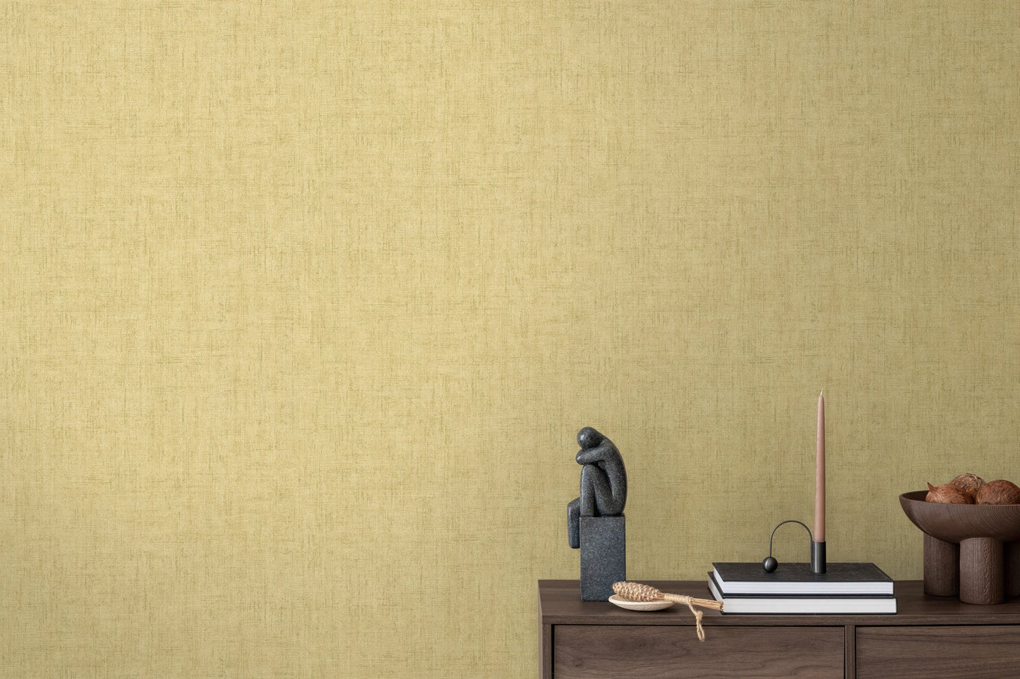 Mustertapete Leinenoptik Goldbeige Elegant - 10,05 m x 0,53 m
