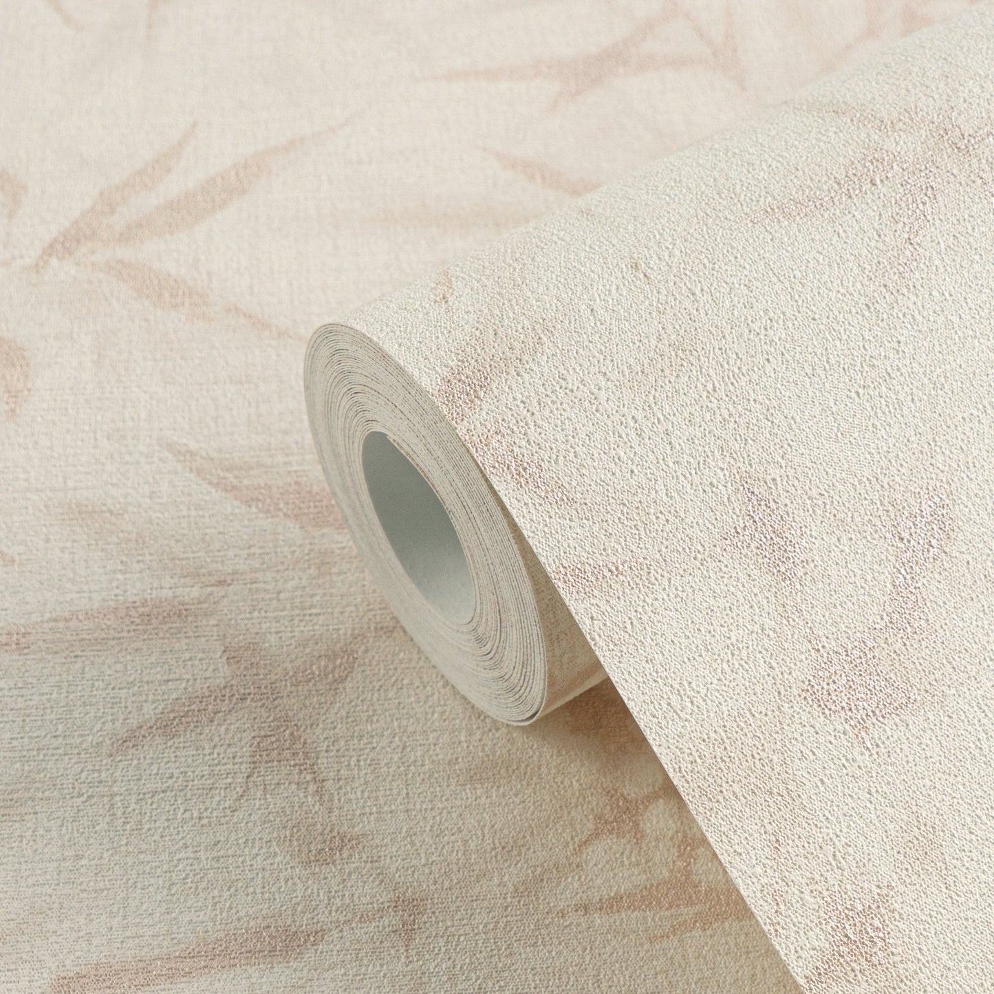Mustertapete Bambusblätter Pastellrosa - 10,05 m x 0,53 m