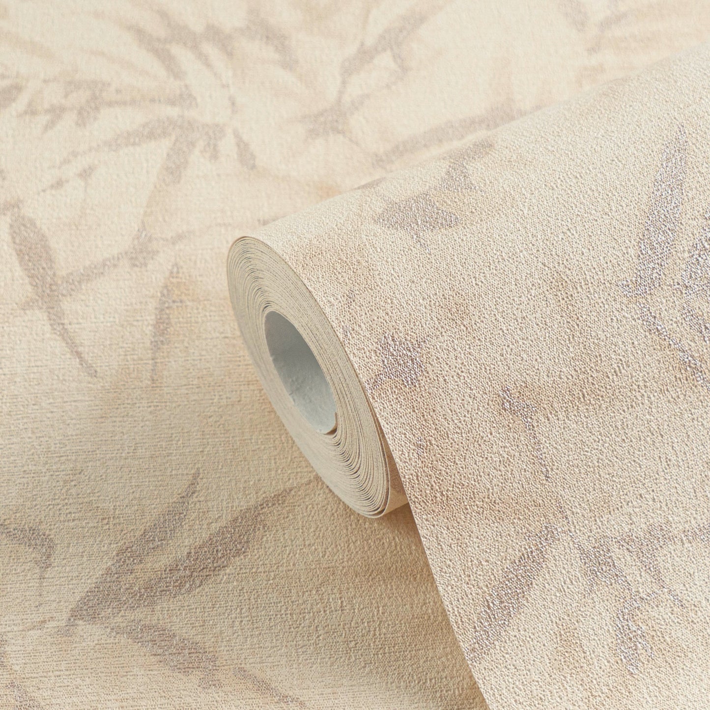 Mustertapete Bambusblätter Beige - 10,05 m x 0,53 m