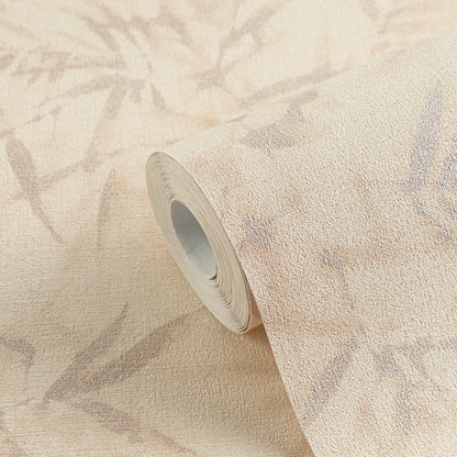 Mustertapete Bambusblätter Beige - 10,05 m x 0,53 m