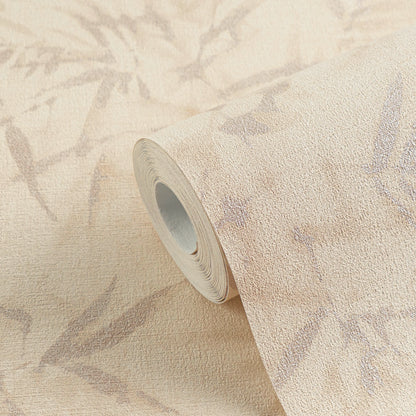 Mustertapete Bambusblätter Beige - 10,05 m x 0,53 m