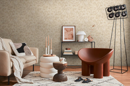 Mustertapete Bambusblätter Beige - 10,05 m x 0,53 m