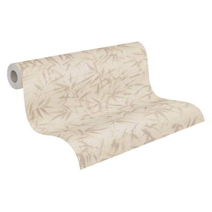 Mustertapete Bambusblätter Beige - 10,05 m x 0,53 m