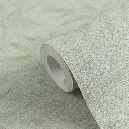 Mustertapete Bambusblätter Salbeigrün - 10,05 m x 0,53 m
