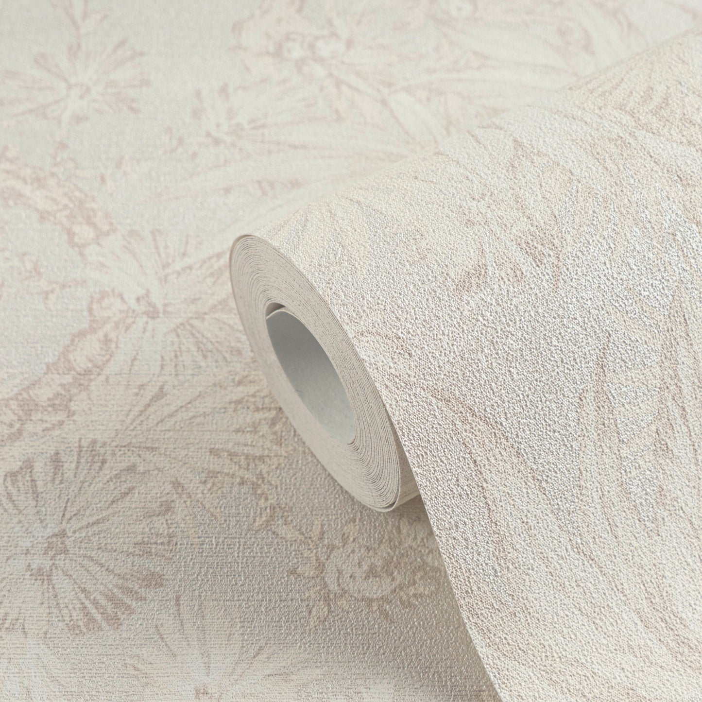 Mustertapete Tropische Flora Beige-Grau - 10,05 m x 0,53 m