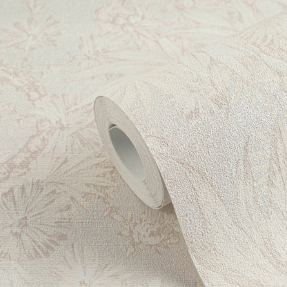 Mustertapete Tropische Flora Beige-Grau - 10,05 m x 0,53 m