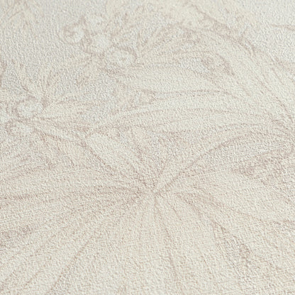 Mustertapete Tropische Flora Beige-Grau - 10,05 m x 0,53 m