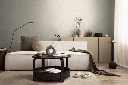 Mustertapete Tropische Flora Beige-Grau - 10,05 m x 0,53 m