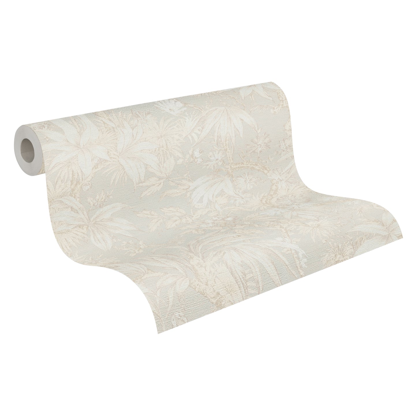 Mustertapete Tropische Flora Beige-Grau - 10,05 m x 0,53 m