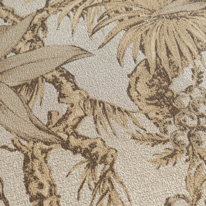 Mustertapete Tropische Flora Beige-Gold - 10,05 m x 0,53 m