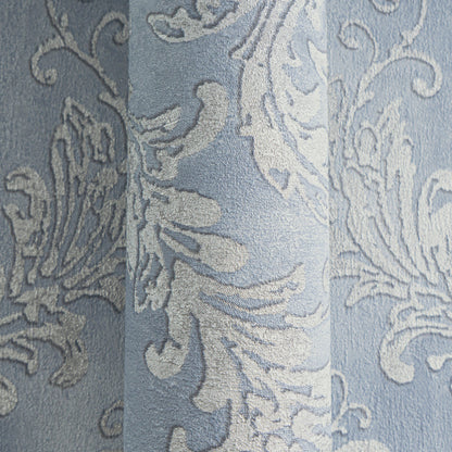Mustertapete Barock-Ornament Taubenblau - 10,05 m x 0,53 m