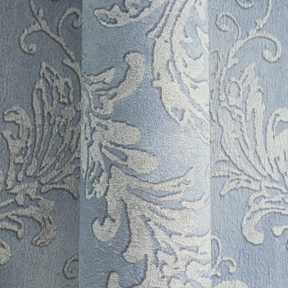 Mustertapete Barock-Ornament Taubenblau - 10,05 m x 0,53 m