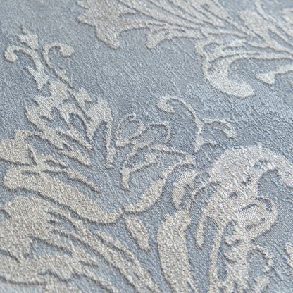 Mustertapete Barock-Ornament Taubenblau - 10,05 m x 0,53 m