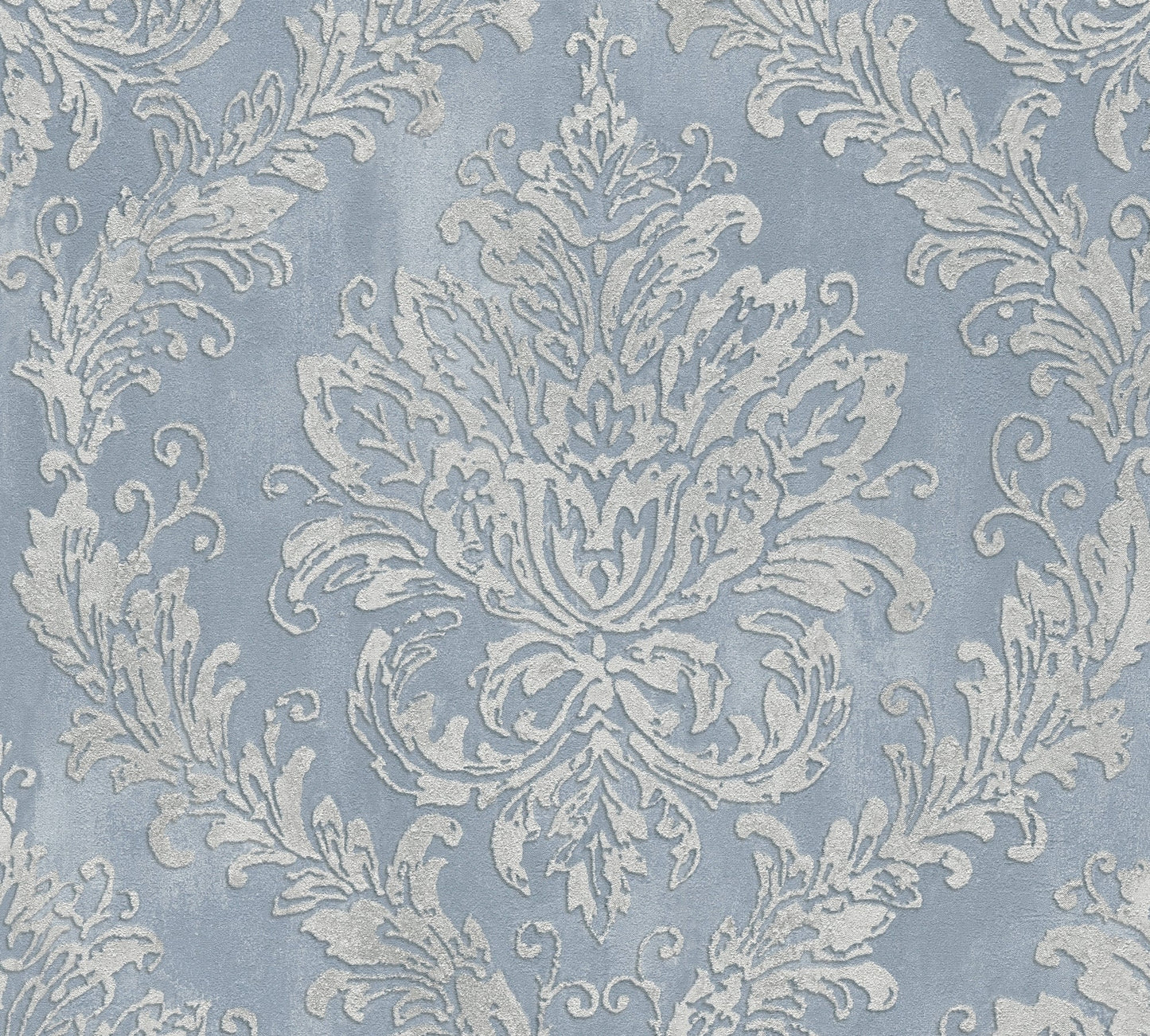 Mustertapete Barock-Ornament Taubenblau - 10,05 m x 0,53 m