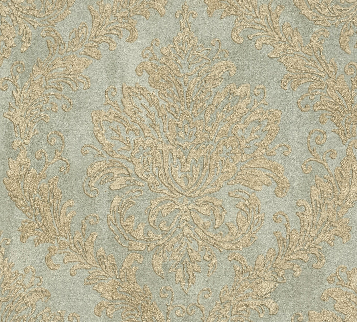Mustertapete Barock-Ornament Salbeigold - 10,05 m x 0,53 m