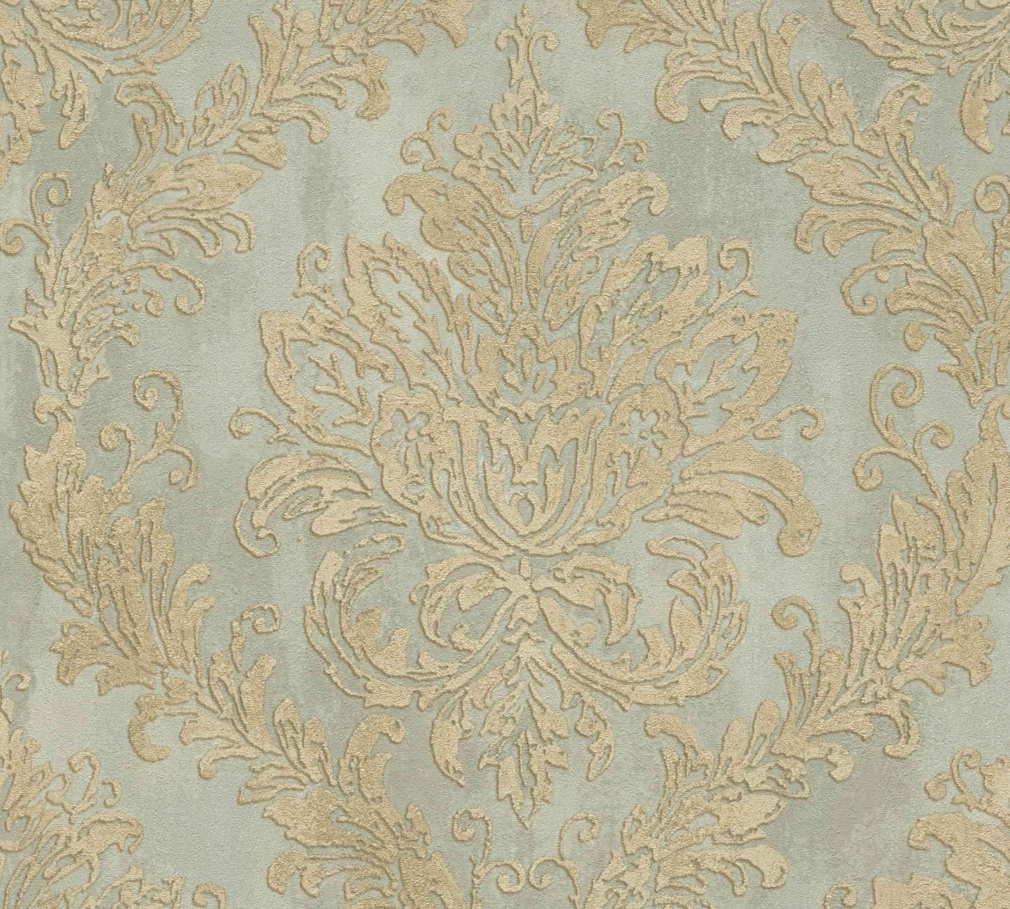 Mustertapete Barock-Ornament Salbeigold - 10,05 m x 0,53 m