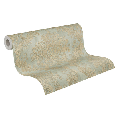 Mustertapete Barock-Ornament Salbeigold - 10,05 m x 0,53 m