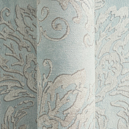 Mustertapete Barock-Ornament Pastellblau - 10,05 m x 0,53 m