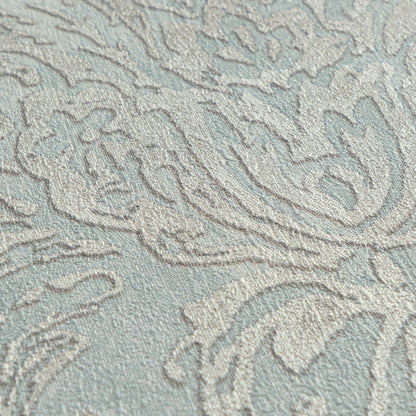 Mustertapete Barock-Ornament Pastellblau - 10,05 m x 0,53 m