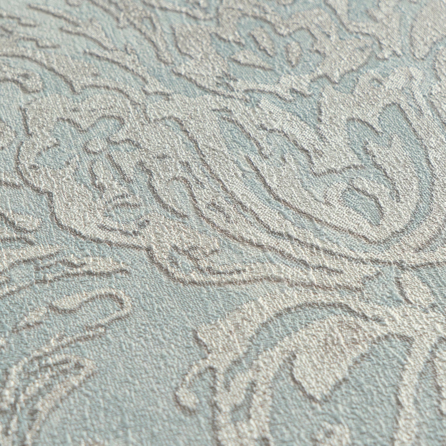 Mustertapete Barock-Ornament Pastellblau - 10,05 m x 0,53 m