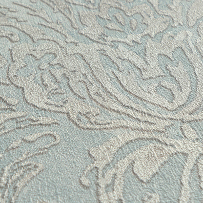 Mustertapete Barock-Ornament Pastellblau - 10,05 m x 0,53 m