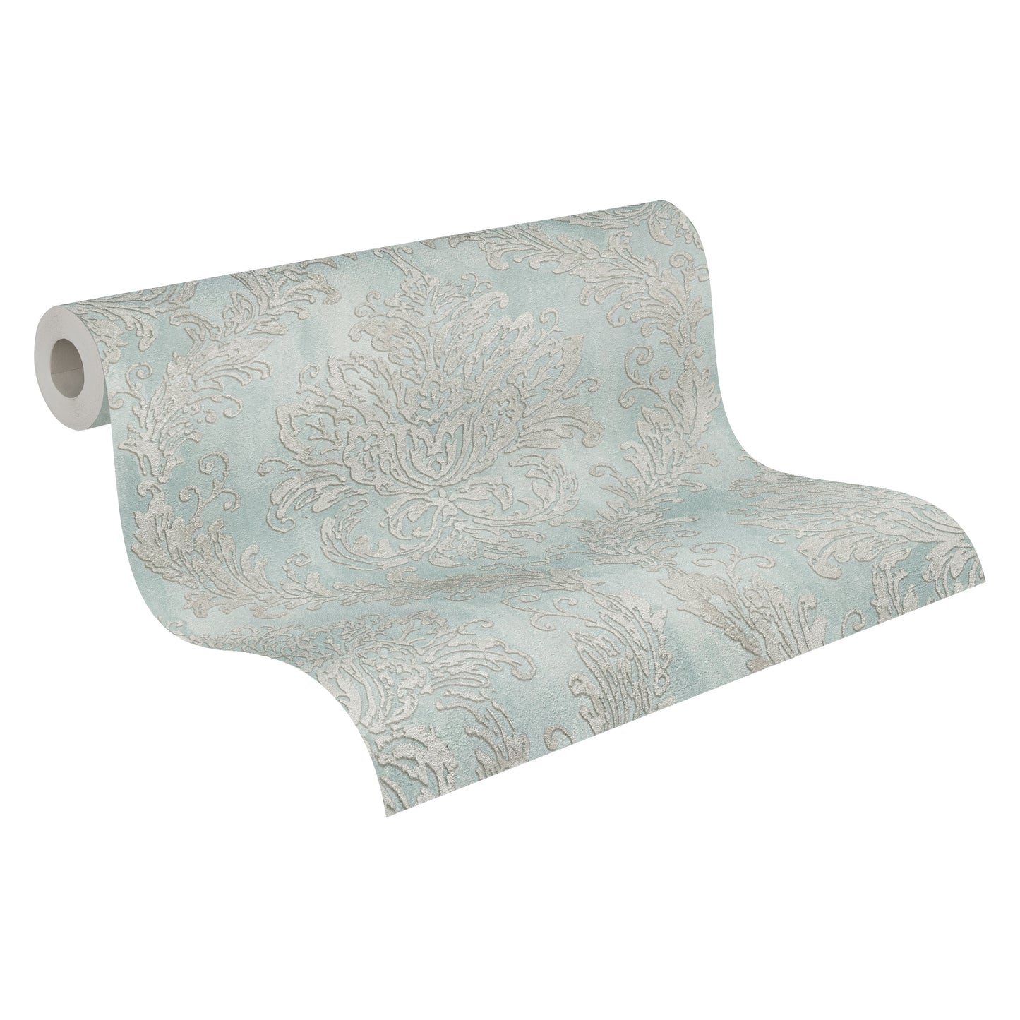 Mustertapete Barock-Ornament Pastellblau - 10,05 m x 0,53 m